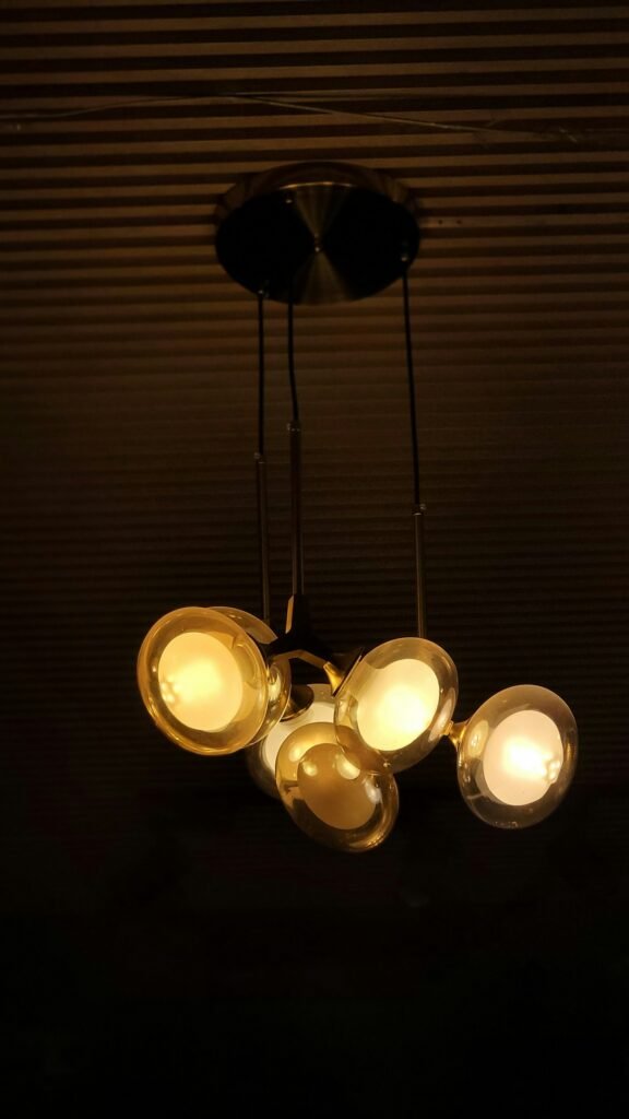 Pendant cluster over a dining table